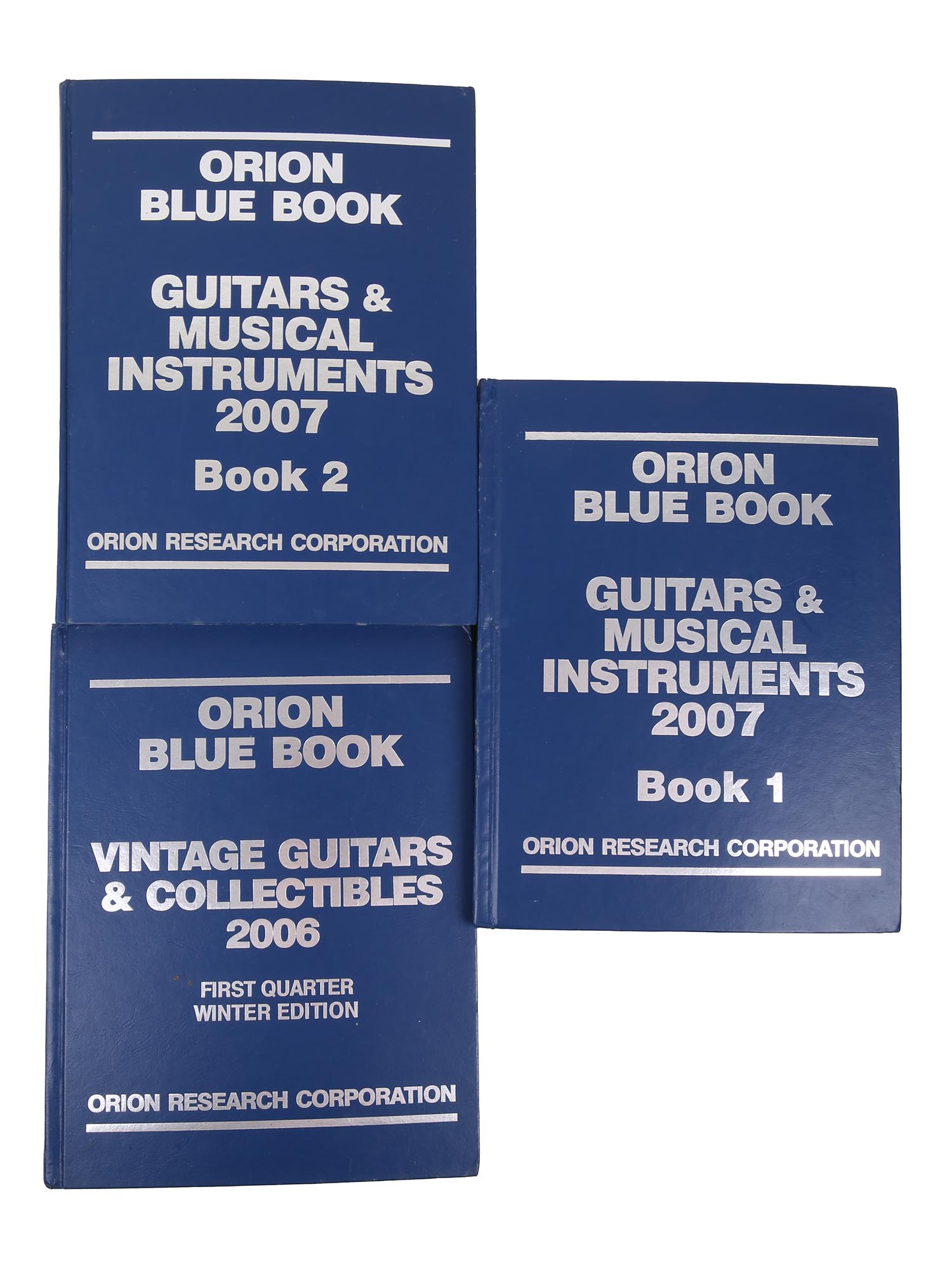 THREE VINTAGE GUITARS AND MUSICAL INSTRUMENTS BOOKS PIC-0